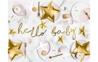 Partydeco Papierservietten Hello Baby Strampler 20 Stück, Weiss/Gold