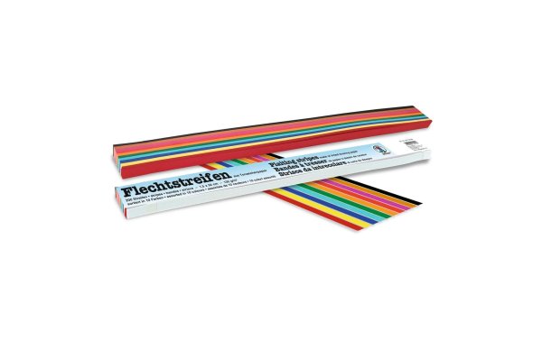 URSUS Bastelpapier Flechtstreifen 1 x 50 cm, 200 Stück, Mehrfarbig
