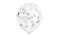 Partydeco Konfetti Luftballon rund Ø 30 cm, Transparent/Silber