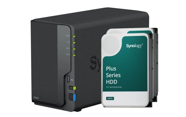 Synology NAS DiskStation DS223, 2-bay Synology Plus HDD 16 TB