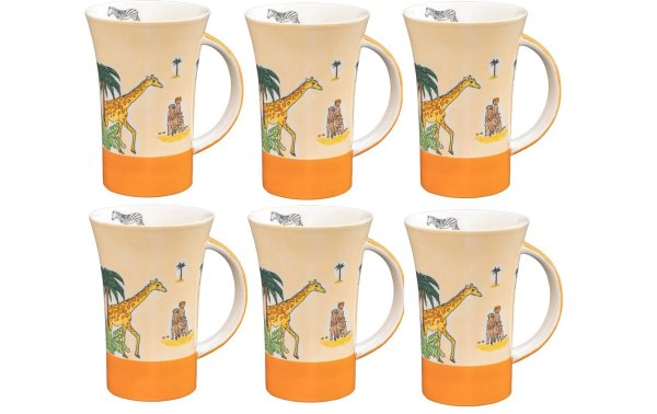 Mila Kaffeetasse Afrika-Hideaway 500 ml, 6 Stück, Hellorange