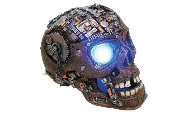 Nobby Aqua Ornaments Cyborg Schädel mit LED, 20.8 x 13.7 x 15 cm