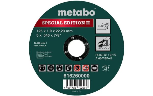 Metabo Trennscheibe 125 x 1.0 x 22.23 mm, Inox, Special Edition II