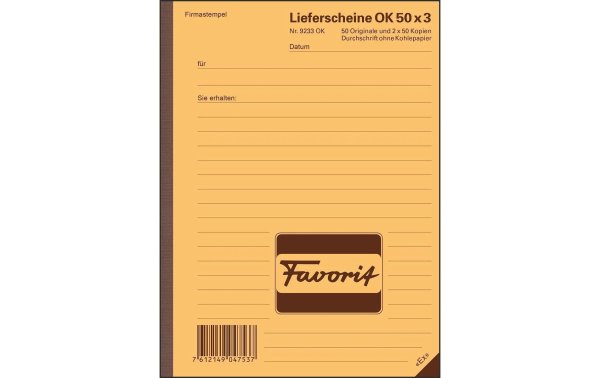 Favorit Durchschreibeblock 9233OK A5 50 Blatt