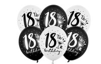 Partydeco Luftballon 18th! Birthday Schwarz/Weiss...