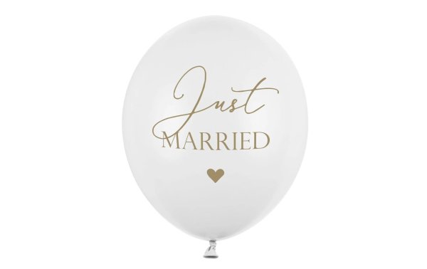 Partydeco Luftballon Just Married Weiss/Gold Ø 30 cm, 6 Stück