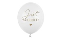 Partydeco Luftballon Just Married Weiss/Gold Ø 30 cm, 6 Stück