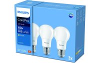 Philips Professional Lampe CorePro LEDbulb ND 8-60W A60 E27 827, 3 Stk.