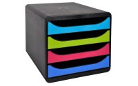 Exacompta Schubladenbox BIG-BOX A4+ 4 Schubladen, Mehrfarbig