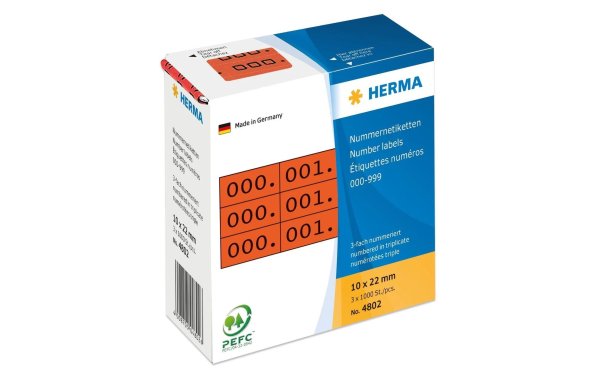 HERMA Nummer-Etiketten 4802 10 x 22 mm, Rot