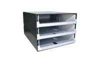 Büromaterial Schubladenbox 3 Schubladen, Grau/Schwarz