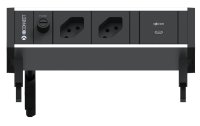 IB Connect Tischsteckdosenleiste Supra 2x T13, USB C-60, Grau