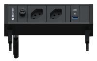 IB Connect Tischsteckdosenleiste Supra 2x T13, USB A+C, Schwarz