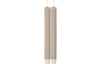 Star Trading LED-Stabkerzen Set Flamme Stripe, 25 cm, Beige, 2 Stück