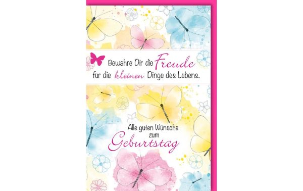Braun + Company Geburtstagskarte Schmetterlinge 11.5 x 17 cm