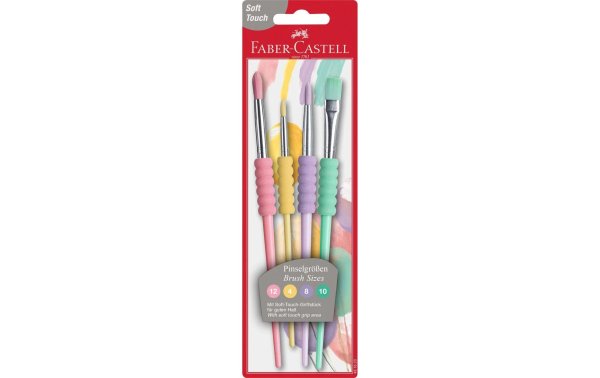 Faber-Castell Borstenpinsel Soft-Touch 4 Grössen, Pastellfarben