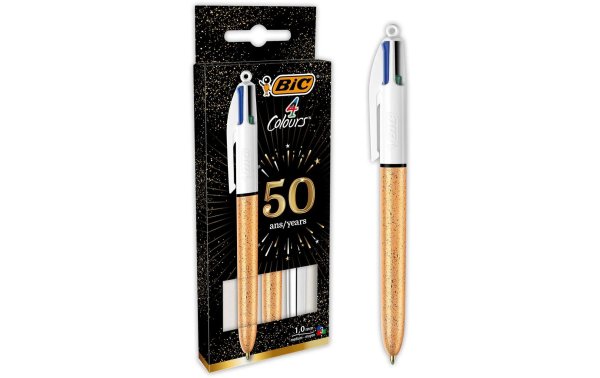 BIC Kugelschreiber 4 Colours Party 0.32 mm, 3 Stück, Gold/Silber