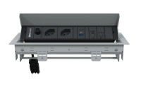 IB Connect Steckdosenleiste Box4 2x T13, USB A+C, 1x Cat 6, HDMI, Grau