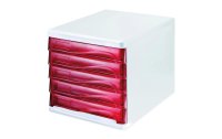 Helit Schubladenbox Colours 5 Schubladen, Weiss/Rot