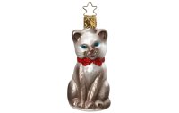 Inge Glas Manufaktur Weihnachtskugel Katze Grau 8.5 cm,...