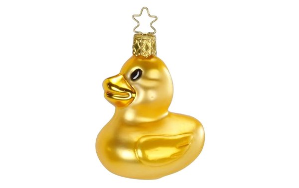 Inge Glas Manufaktur Weihnachtskugel Badeente 7.5 cm, Gold