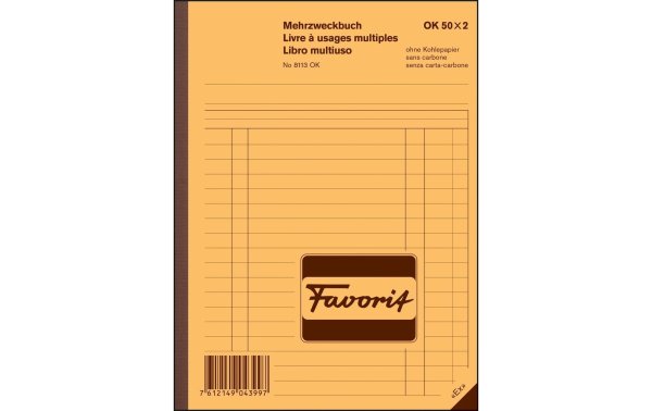 Favorit Durchschreibeblock 156 x 210 mm Mehrzweckbuch, Blau/Weiss