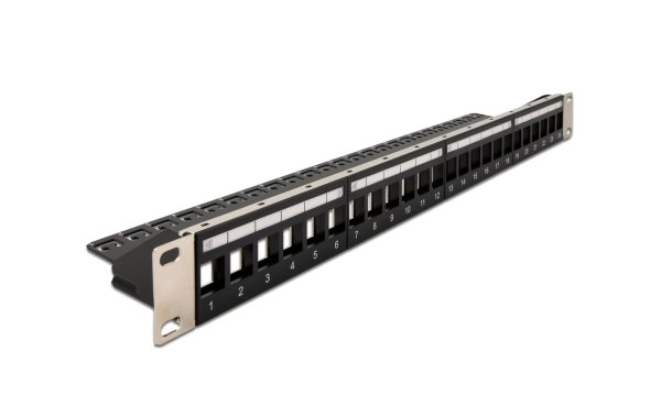 Delock Patchpanel Keystone 24 Port mit Entlastungsschiene 19" Rack