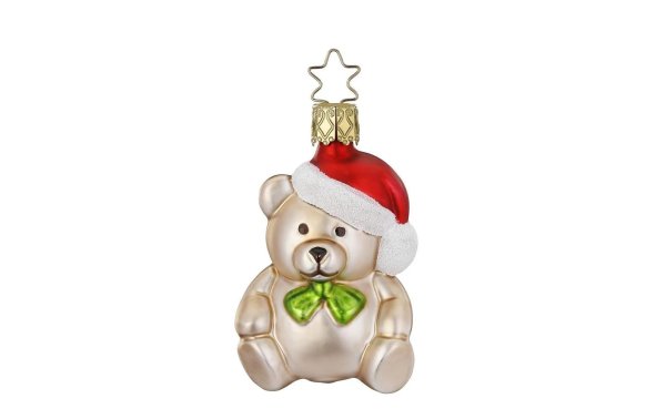 Inge Glas Manufaktur Weihnachtskugel Teddy der Bär 7 cm, Mehrfarbig