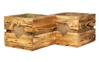 Holz Zollhaus Holzharasse mit Herzausschnitt, geflammt 30 x 30 cm