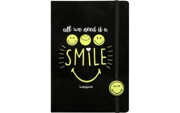 Undercover Notizbuch All we need is a smile A5, Liniert, Schwarz