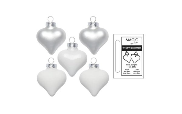 INGES CHRISTMAS DECOR Herz Just White 4 cm 8 Stück