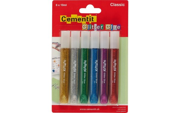 Cementit Glitzerstift Glue Classic 10 ml, 6 Stück