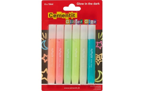 Cementit Glitzerstift Glue Glow in the dark 10 ml, 6 Stück