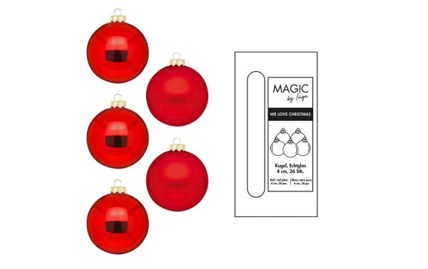 INGES CHRISTMAS DECOR Weihnachtskugel Merry Red Ø 4 cm 36 Stück