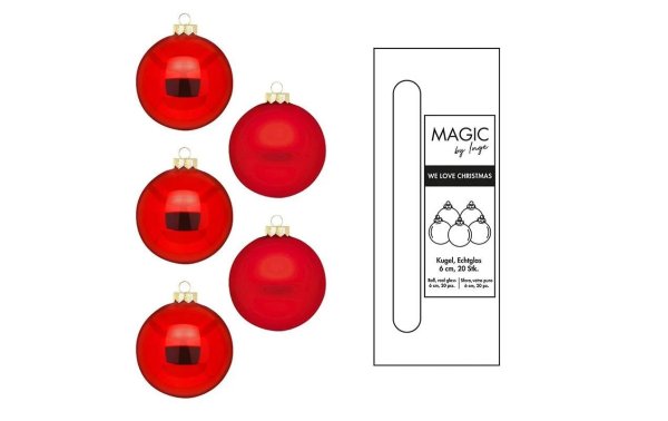 INGES CHRISTMAS DECOR Weihnachtskugel Merry Red Ø 6 cm 20 Stück