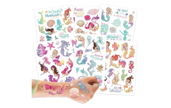 Papierdrachen Tattoo Set Metallic – Meerjungfrauen