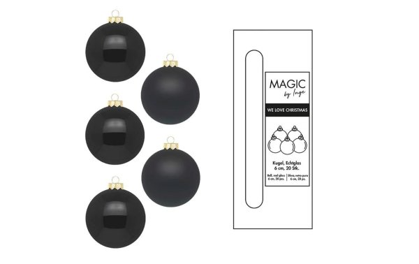 INGES CHRISTMAS DECOR Weihnachtskugel Ebony Black Ø 6 cm 20 Stück