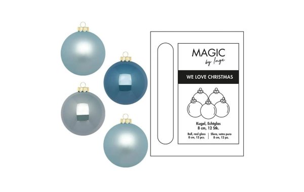 INGES CHRISTMAS DECOR Weihnachtskugel Elysian Blue Ø 8 cm 12 Stück