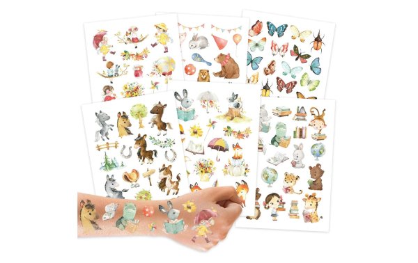 Papierdrachen Tattoo Set Pferde und Lesefreunde