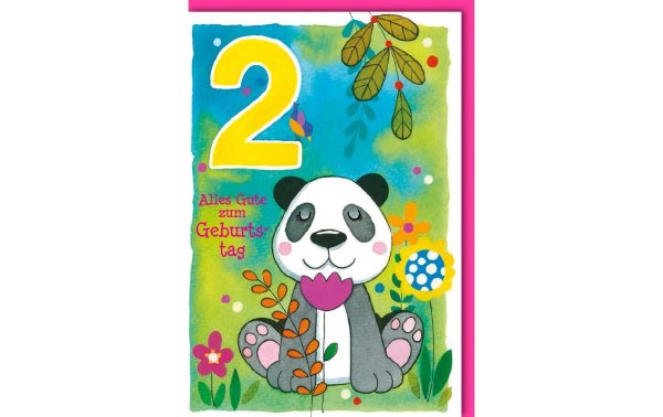 Braun + Company Geburtstagskarte Pandabär 2 11.5 x 17 cm