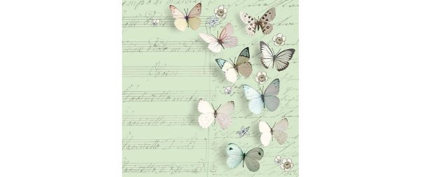 Braun + Company Papierservietten Petits Papillons 33 cm x 33 cm, 20 Stück