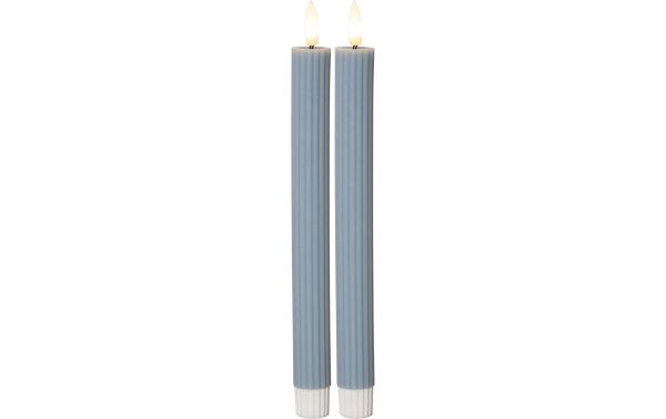 Star Trading LED-Stabkerzen Set Flamme Stripe, 25 cm, Blau, 2 Stück