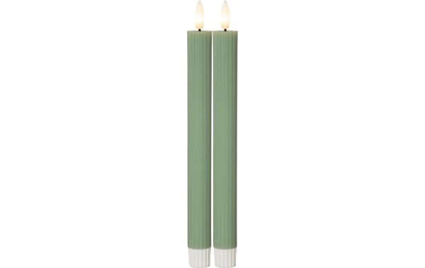 Star Trading LED-Stabkerzen Set Flamme Stripe, 25 cm, Grün, 2 Stück