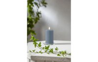Star Trading LED-Kerze Pillar Flamme Stripe, Ø 7.5 x 15 cm, Blau