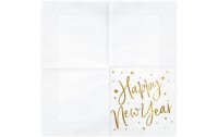 Partydeco Papierservietten Happy New Year 33 x 33 cm, 20 Stück, Weiss