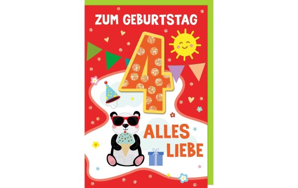Braun + Company Geburtstagskarte Pandabär 4 11.5 x 17 cm
