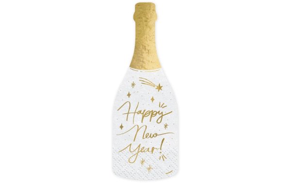 Partydeco Papierservietten Happy New Year Flasche 7 x 19 cm, 20 Stück