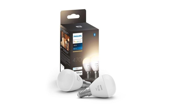 Philips Hue Leuchtmittel White, 5.7 W, E14, Luster, 2 Stück, Bluetooth