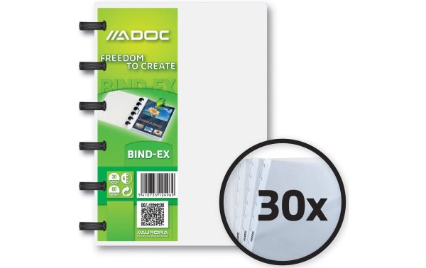 Adoc Sichtbuch Bind-Ex A6, 30 Taschen, Transparent