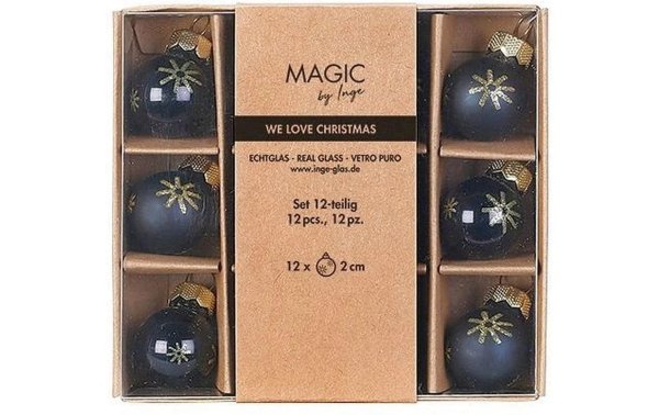 INGES CHRISTMAS DECOR Weihnachtskugel Ebony Black Ø 2 cm, 12 Stück, Schwarz